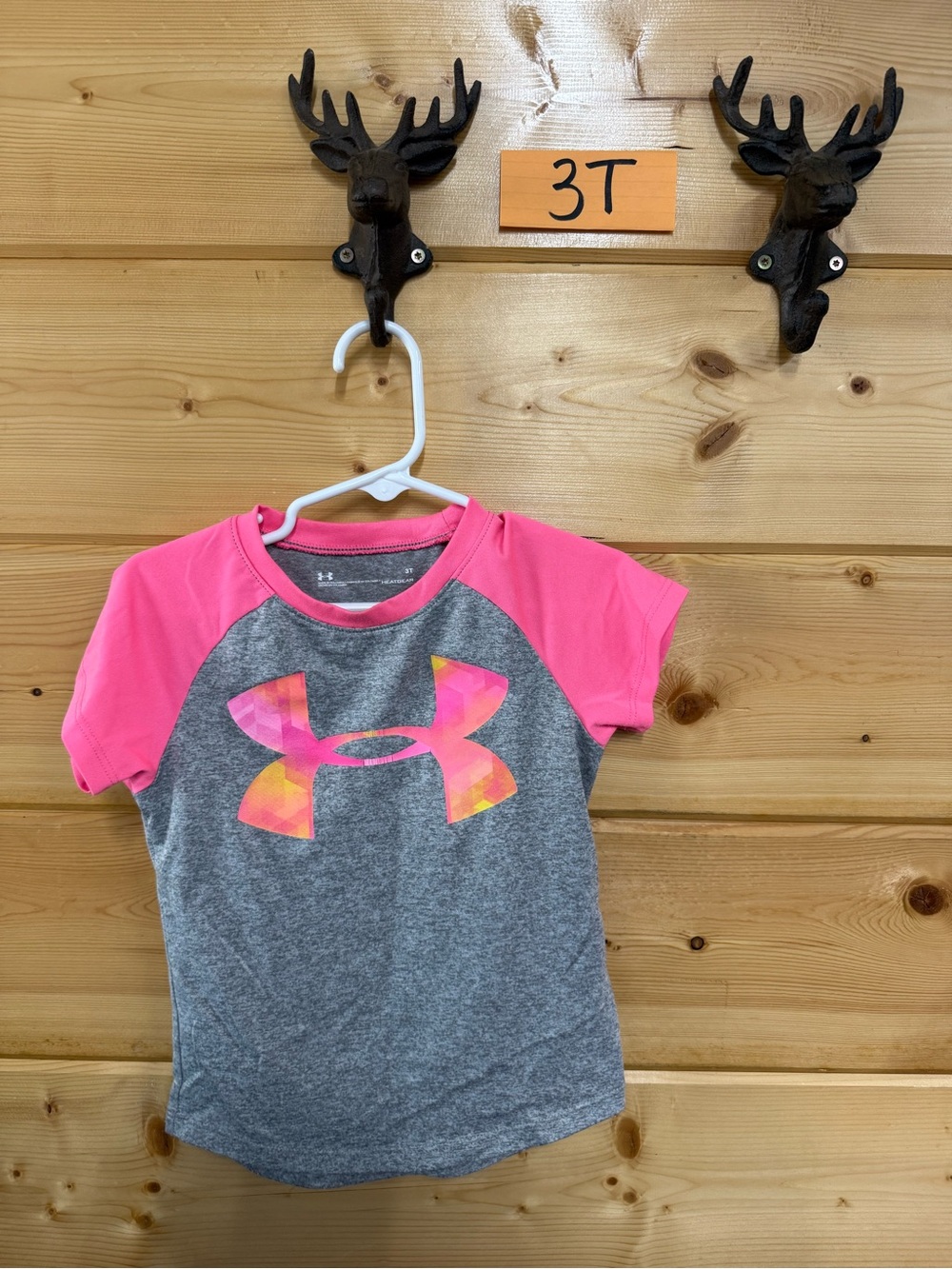 Under Armour Pink & Gray Girls' Short Sleeve Logo Tee